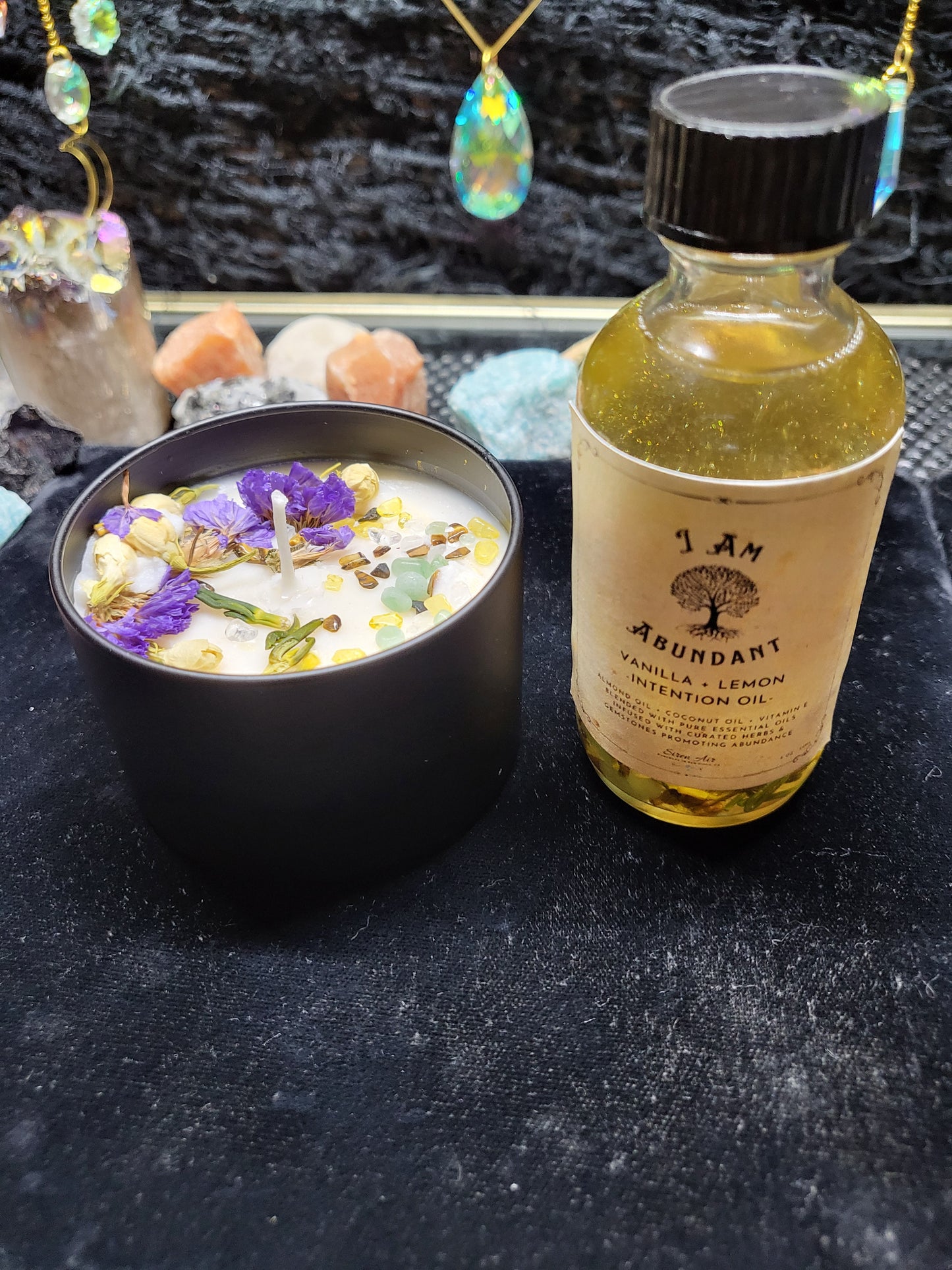 I Am Intention Gift Set - Intention Oil, Intention Candle, White Sage, Abalone Shell, Chakra Gemstones, Orgone Pyramid, Protection, Manifest