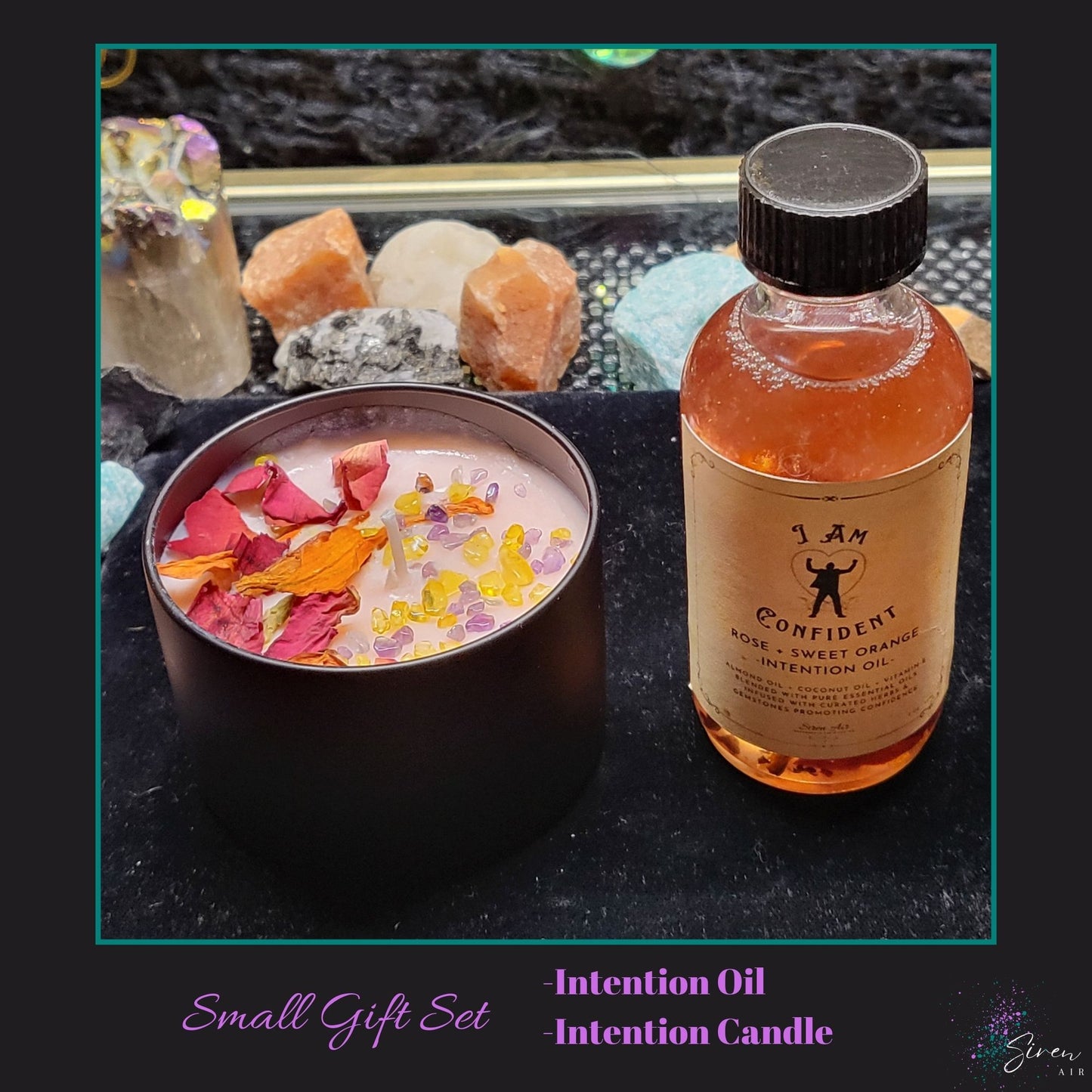 I Am Intention Gift Set - Intention Oil, Intention Candle, White Sage, Abalone Shell, Chakra Gemstones, Orgone Pyramid, Protection, Manifest