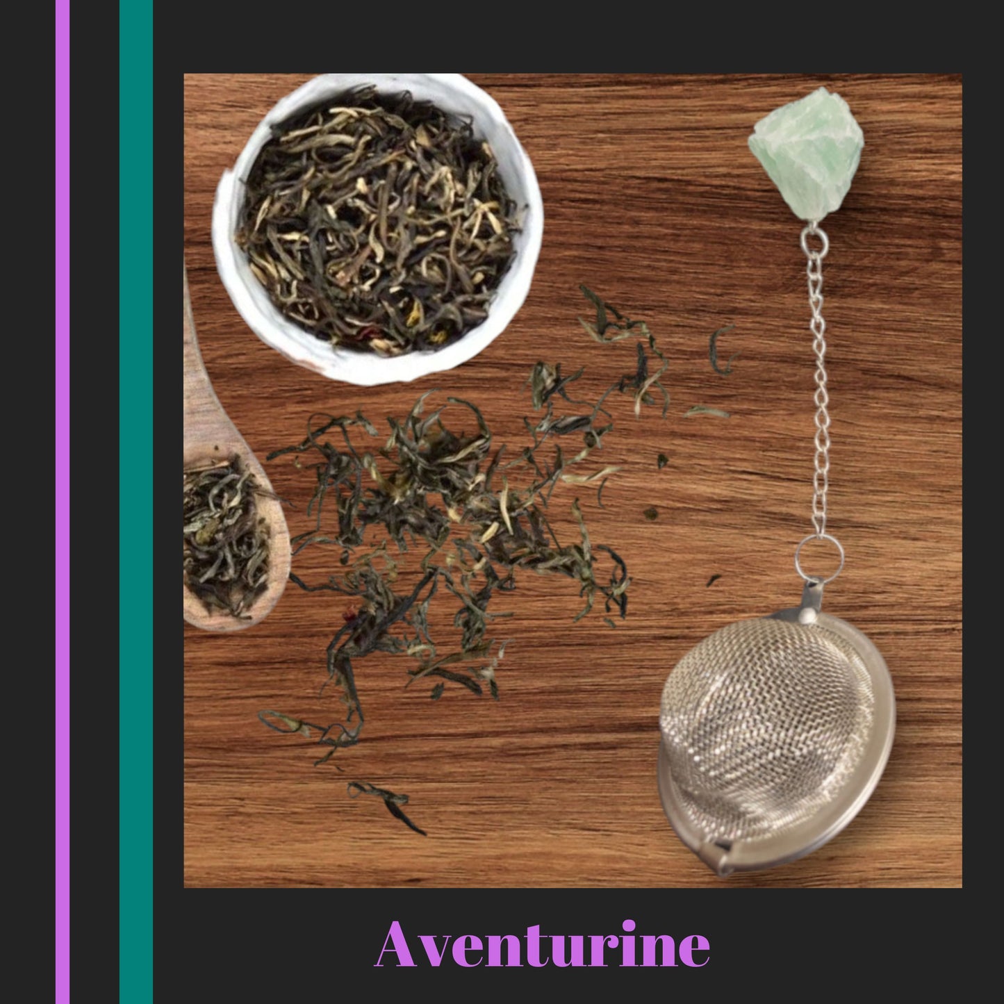 1 Pc Raw Crystal Loose Leaf Tea Strainer - Gemstone Tea Steeper, Gift for Tea Lover, 304 Stainless Steel Tea Ball, Loose Tea Filter