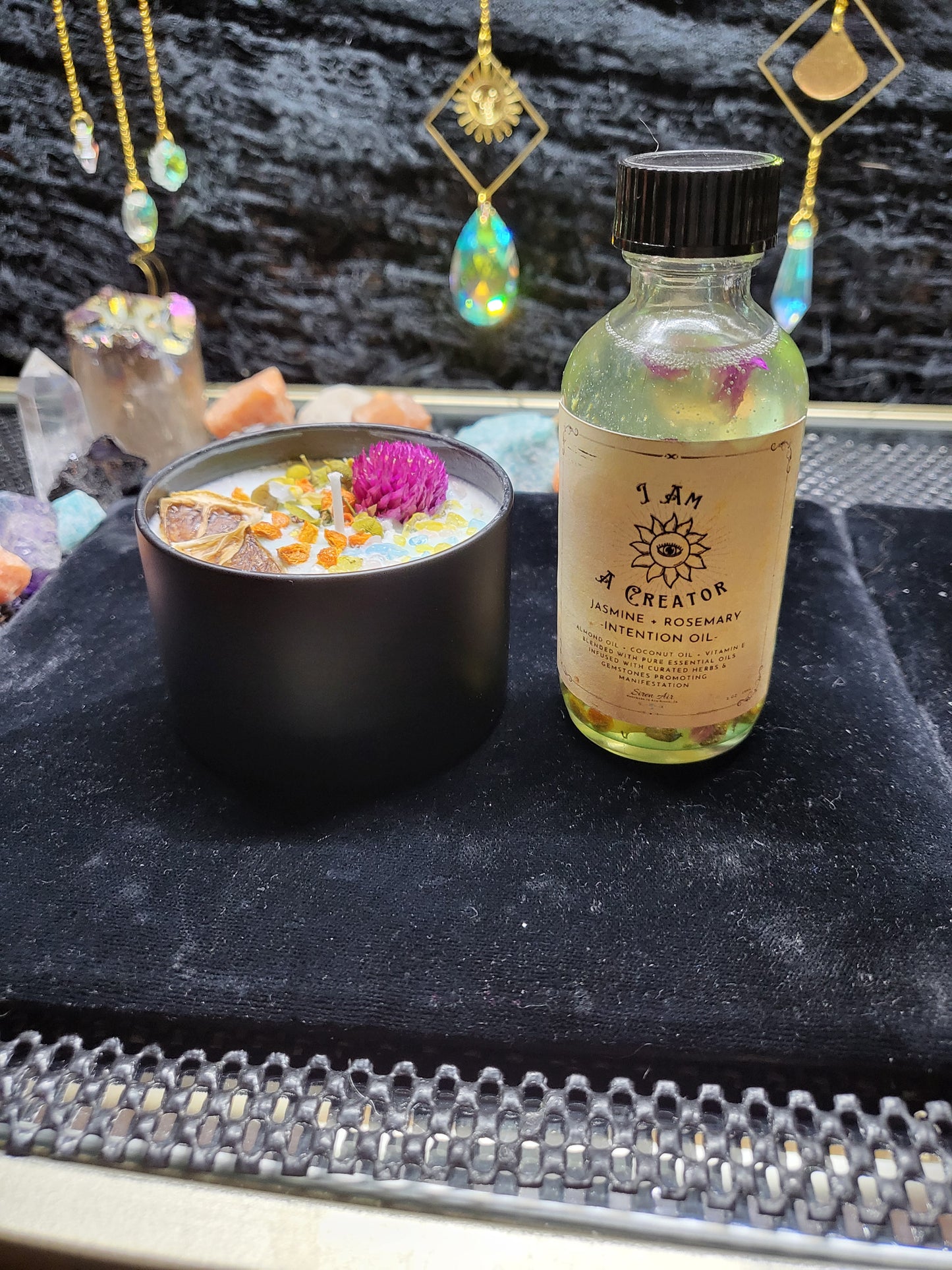 I Am Intention Gift Set - Intention Oil, Intention Candle, White Sage, Abalone Shell, Chakra Gemstones, Orgone Pyramid, Protection, Manifest