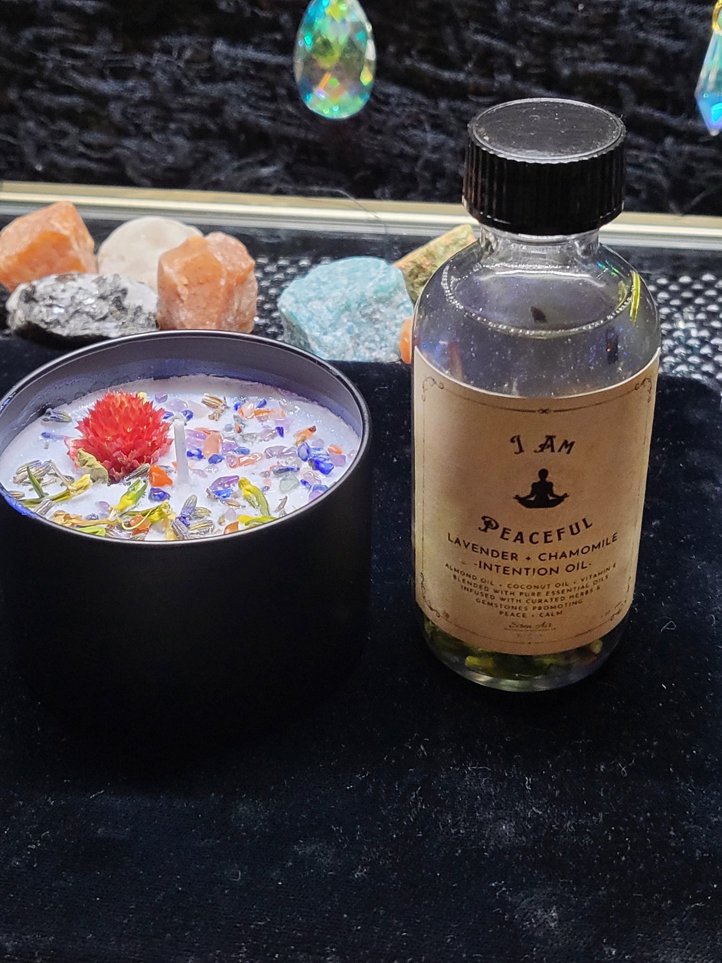 I Am Intention Gift Set - Intention Oil, Intention Candle, White Sage, Abalone Shell, Chakra Gemstones, Orgone Pyramid, Protection, Manifest