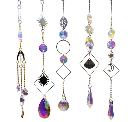 1 Pc Assorted Suncatchers - Sun Moon Geometric Shapes, Prism Suncatcher, Boho Gift, Handmade Gift, Room Decor, Car Decor, Rainbow Maker