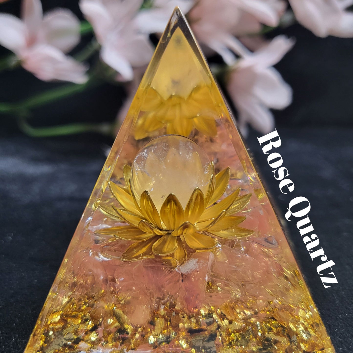 1 Pc Assorted Flower of Life Resin Orgone Pyramid with Natural Gemstones- Reiki Healing, Meditation, Energy Cleanse, Stress Relief