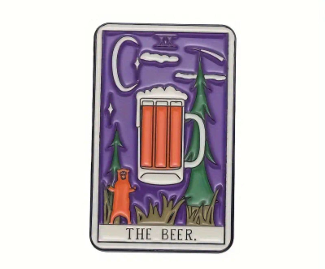 1 Pc Assorted Food Tarot Pins, Quirky Tarot Cards, Donut, Coffee, Guac, Margarita, Beer, Wine, Pizza, Celestial Designs, Unique Gift Ideas