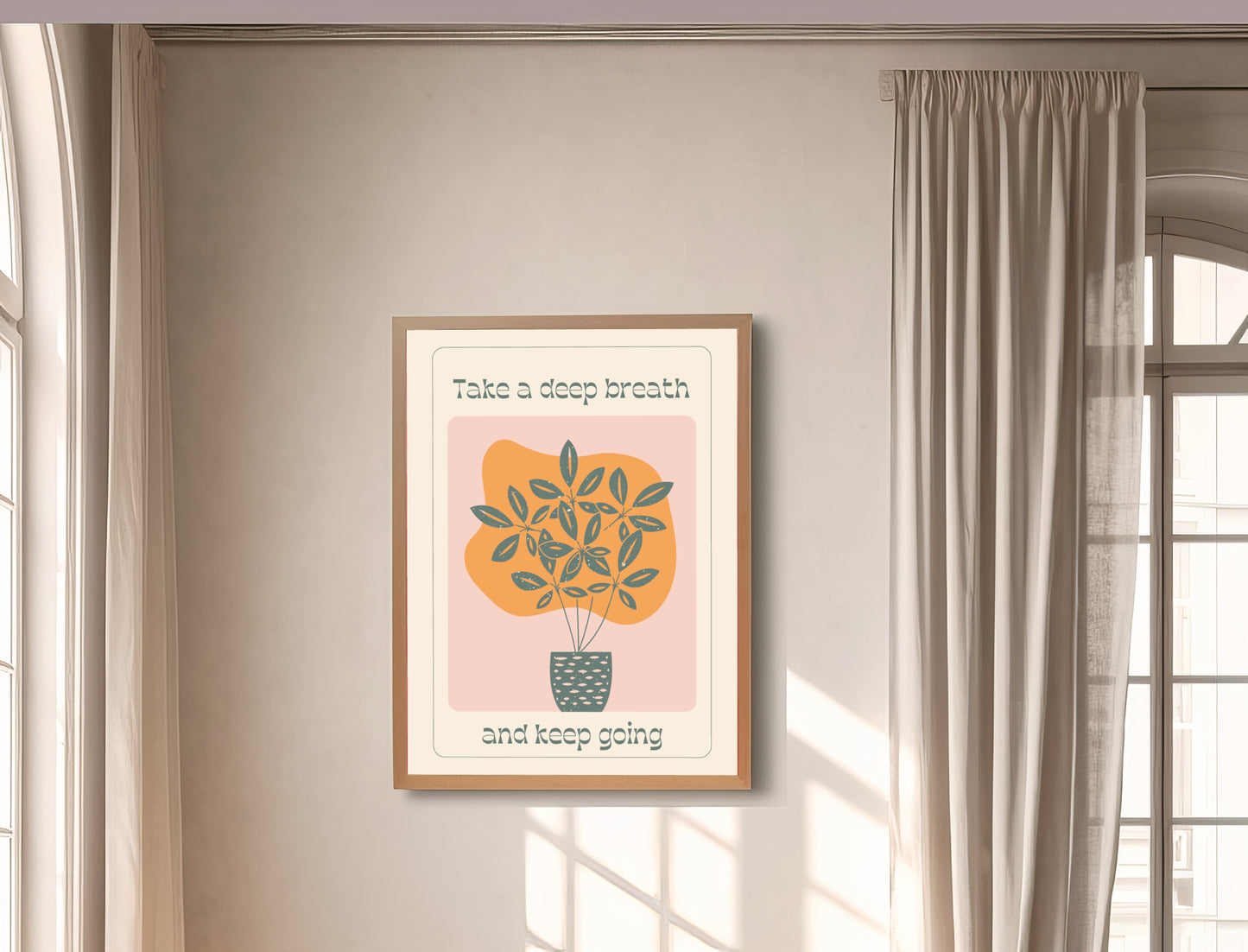 Take a Deep Breath Wall Art - Downloadable Art, Motivation Print, Printable Art, Digital Download, Positive Affirmations, Positive Thinking