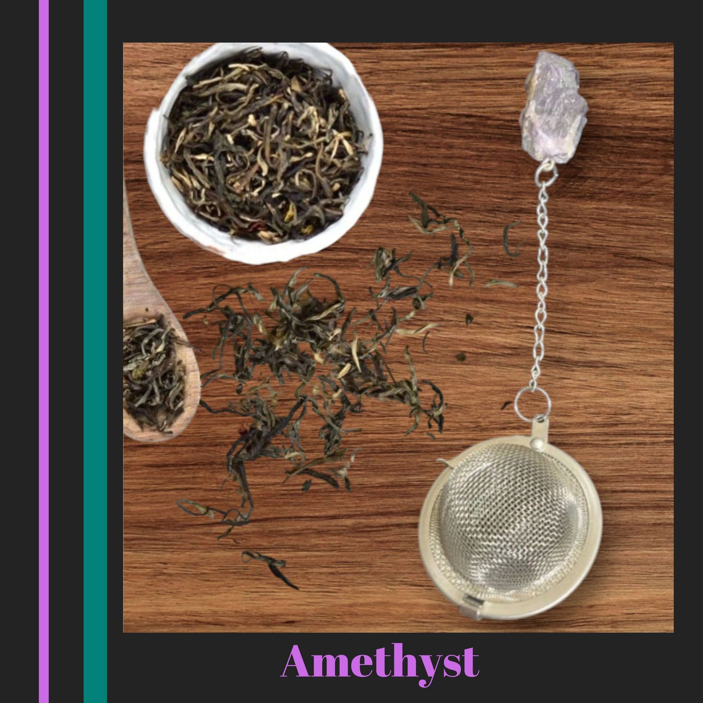 1 Pc Raw Crystal Loose Leaf Tea Strainer - Gemstone Tea Steeper, Gift for Tea Lover, 304 Stainless Steel Tea Ball, Loose Tea Filter