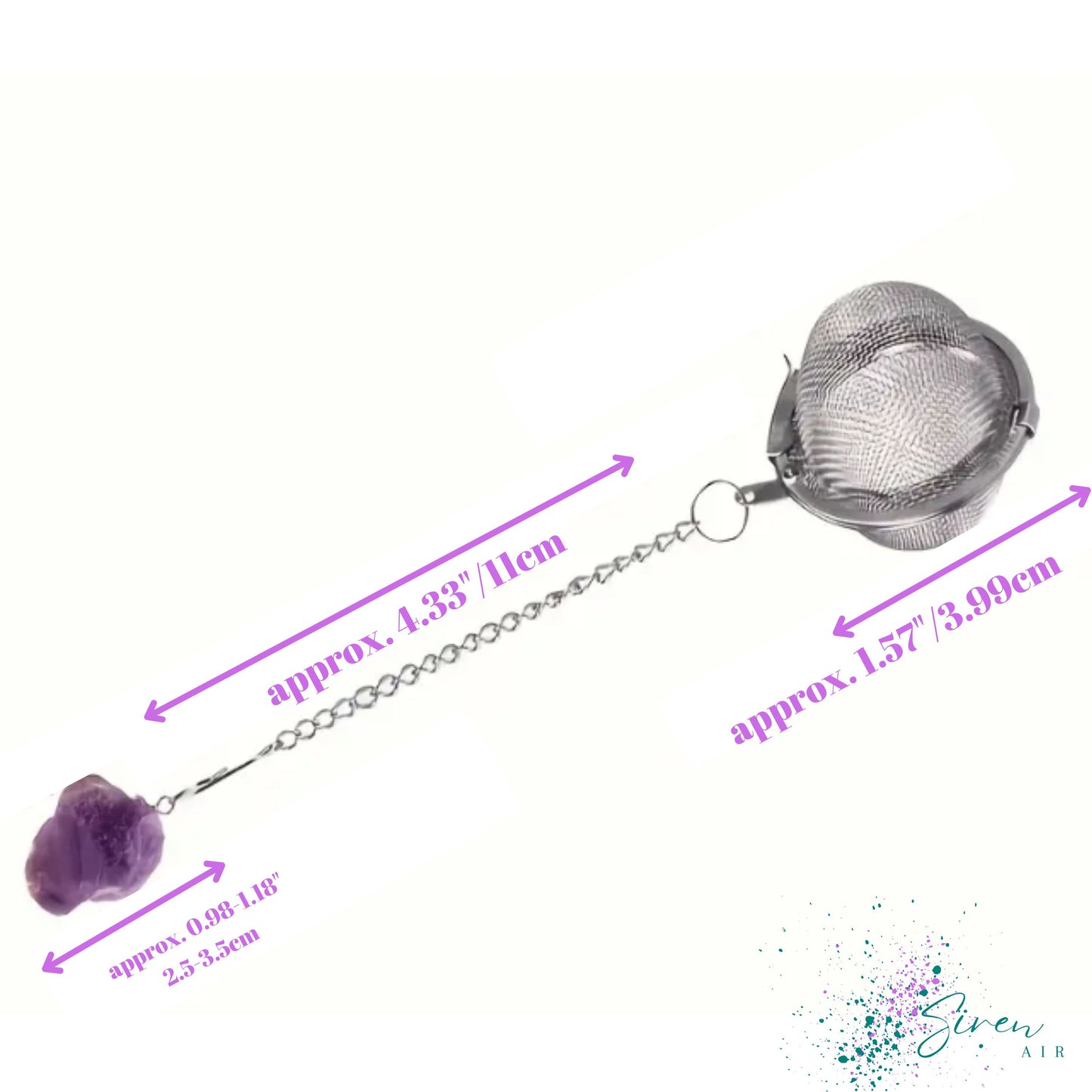 1 Pc Raw Crystal Loose Leaf Tea Strainer - Gemstone Tea Steeper, Gift for Tea Lover, 304 Stainless Steel Tea Ball, Loose Tea Filter