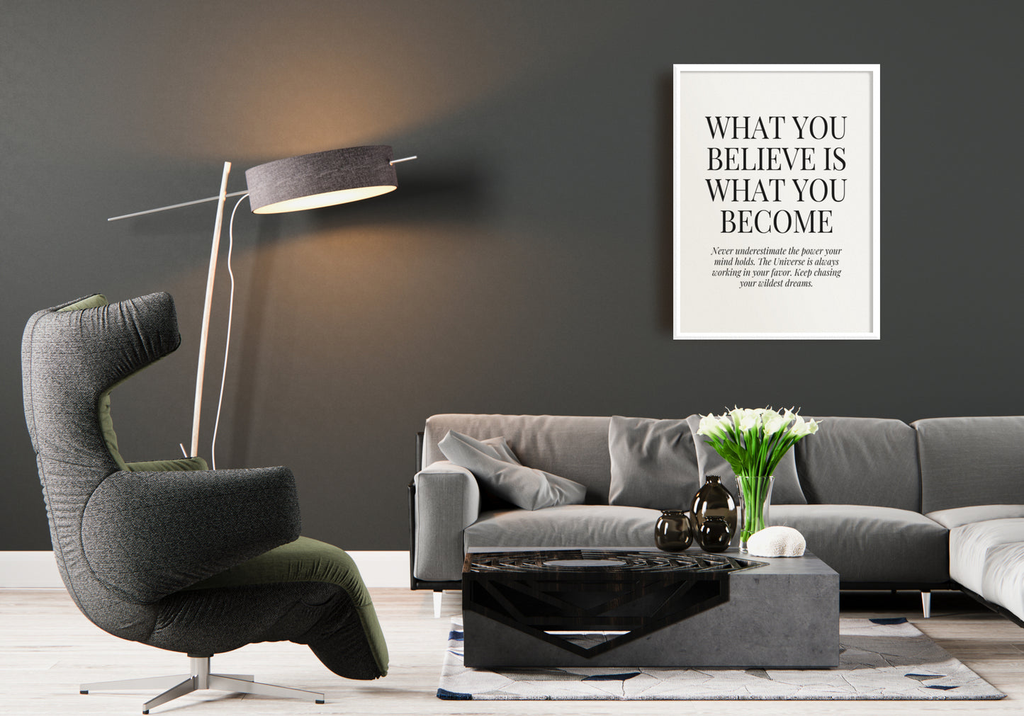 What You Believe Is What You Become - Downloadable Art, Motivation Print, Printable Art, Digital Download, Positive Affirmations, Self Love