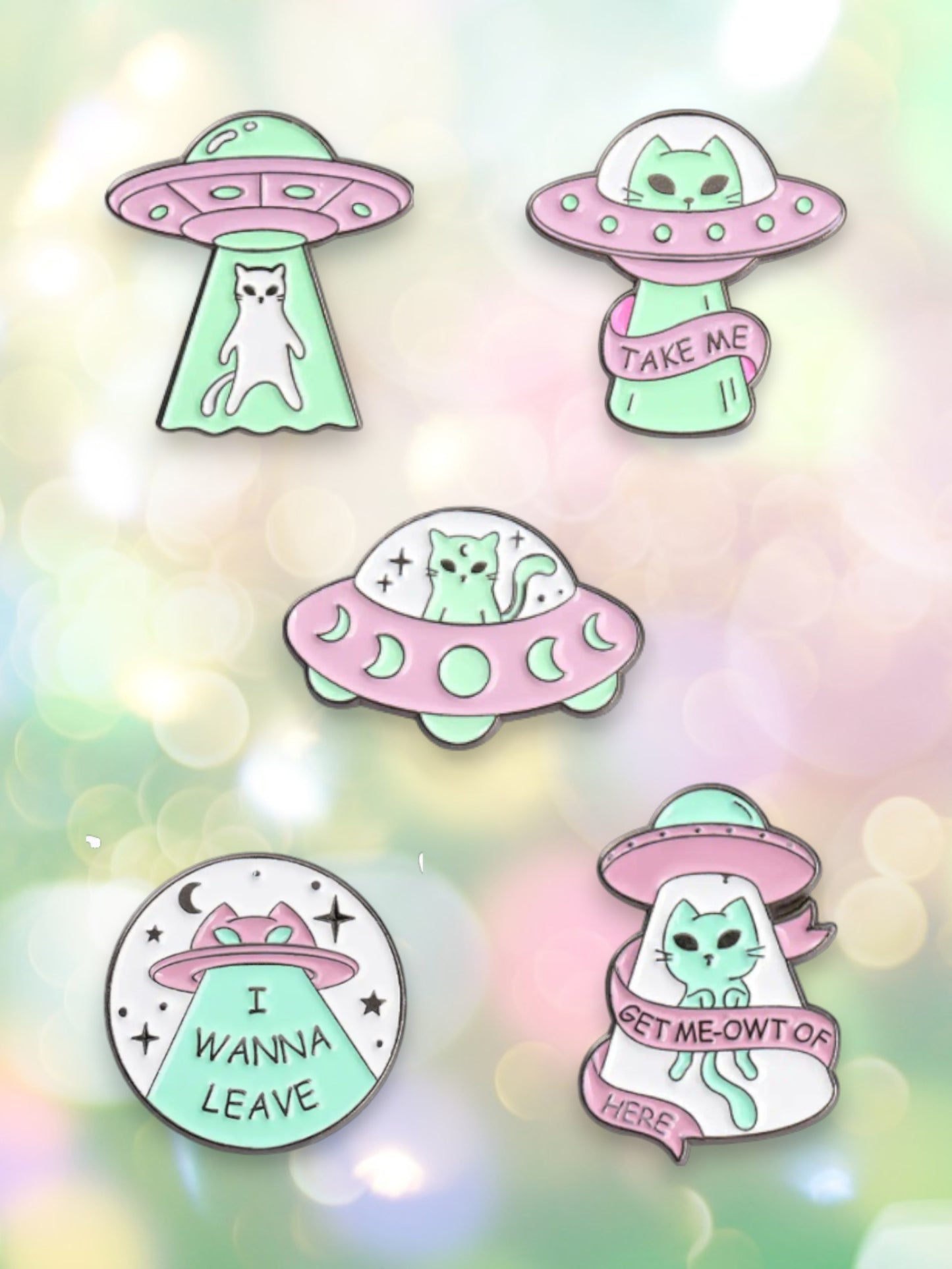 1 Pc Assorted Cat Alien Spacecraft Pins, Cute Enamel Pins, Cosmic Cat Designs, Perfect Gift Idea, Space Lovers, Alien Lovers, Pastel Pins