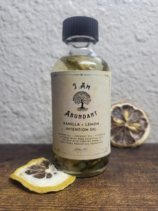 I Am Abundant Intention Oil - Manifestation Oil, Intention Oil, Abundance Oil, Ritual Oil, Health, Wealth, Prosperity - .33oz, 2oz