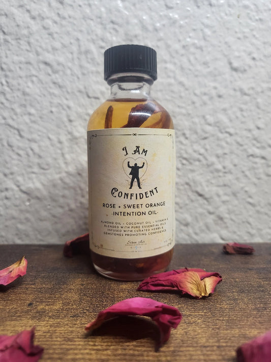 I Am Confident Intention Oil - Manifestation Oil, Intention Oil, Abundance Oil, Ritual Oil, Confidence, Charisma, Self Esteem - .33oz, 2oz