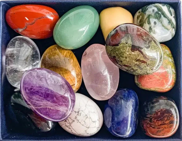 Set of 14 Gemstone Starter Kit, Assorted Small Gemstones, Healing Stones, Polished Natural Gemstones, Meditation Tools, Stone Collection