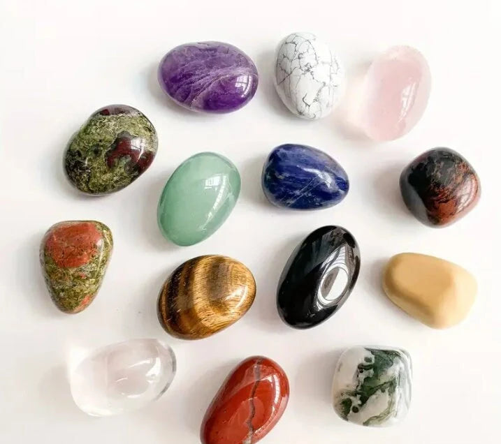 Set of 14 Gemstone Starter Kit, Assorted Small Gemstones, Healing Stones, Polished Natural Gemstones, Meditation Tools, Stone Collection