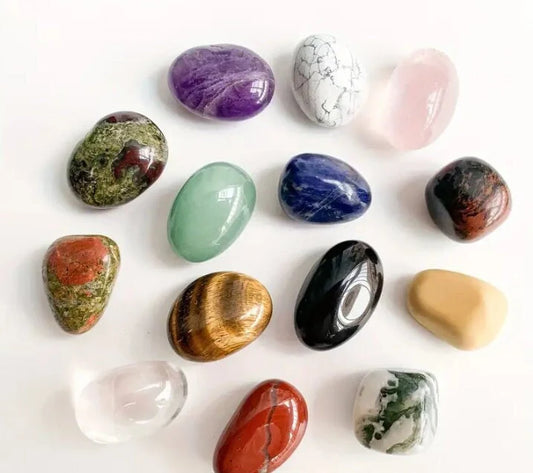 Set of 14 Gemstone Starter Kit, Assorted Small Gemstones, Healing Stones, Polished Natural Gemstones, Meditation Tools, Stone Collection