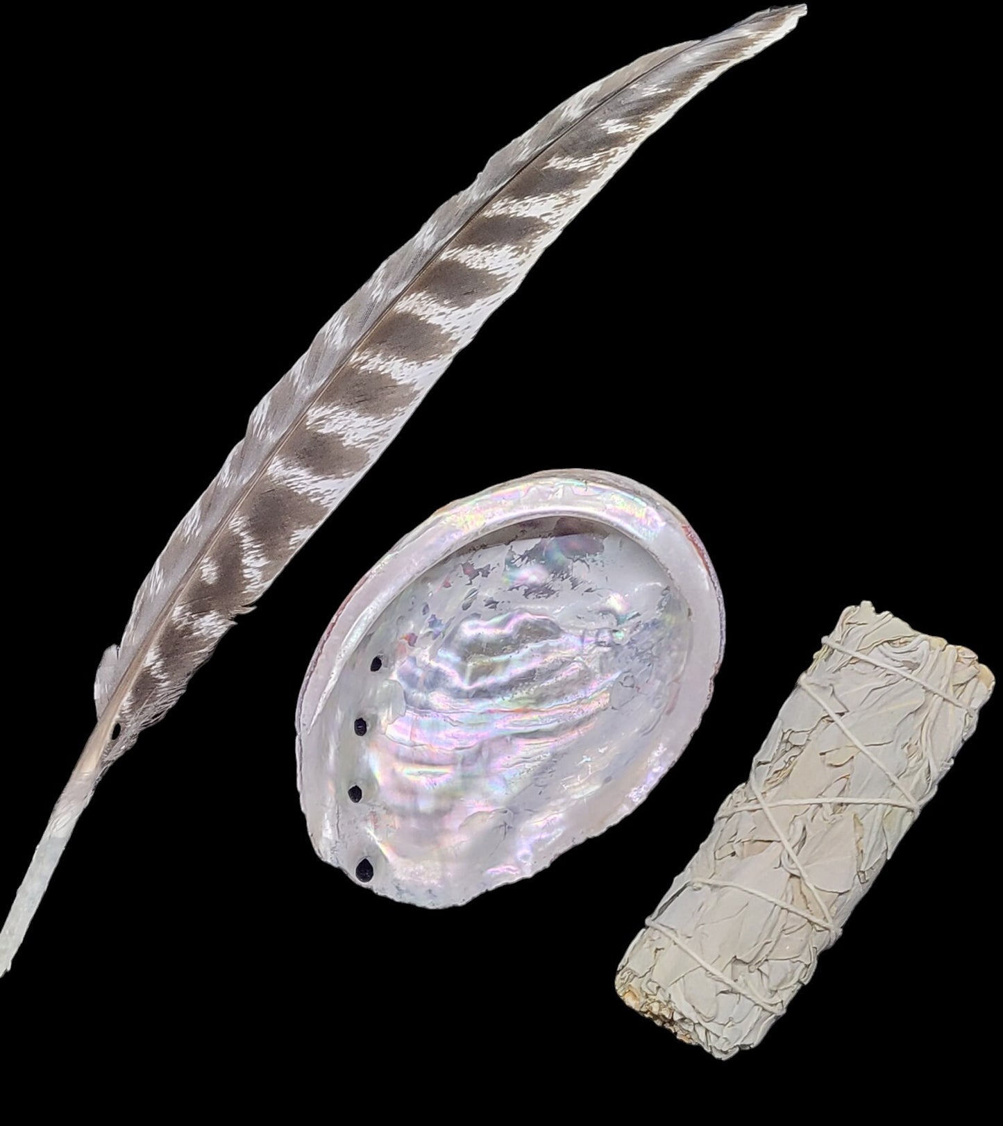 White Sage Abalone Shell Smudge Bundle - Smoke Cleansing, Chakra Gemstones, Amethyst Cluster, Quartz, Selenite, Bundle, Gift for Protection