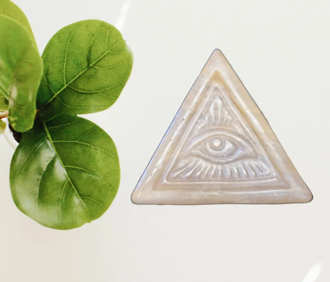 1 Pc Assorted Small Evil Eye Pyramid Spiritual Gift, Healing Meditation, Energy Cleanse, Protection, Labradorite, Moonstone, Gemstone Token