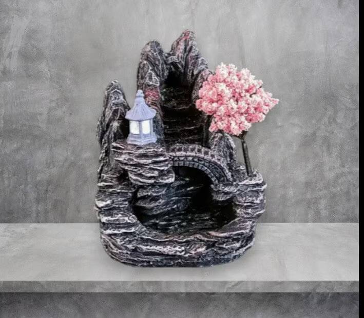 Tranquil Resin Backflow Incense Burner - Cone Burner, Zen Design, Cherry Blossom Tree, Serene Ambiance, Meditative Atmosphere, Home Decor