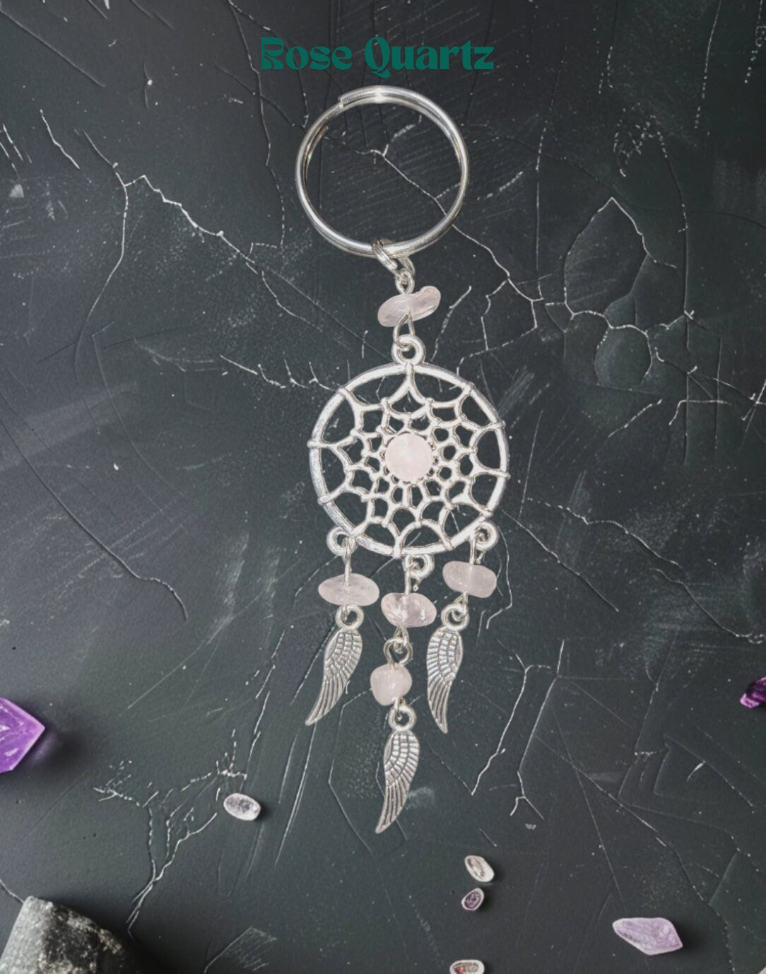 1 Pc Assorted Gemstone Dreamcatcher Keychain, Amethyst, Lapis, Fluorite, Rose Quartz, Carnelian, Handmade Keychain, Metaphysical Jewelry