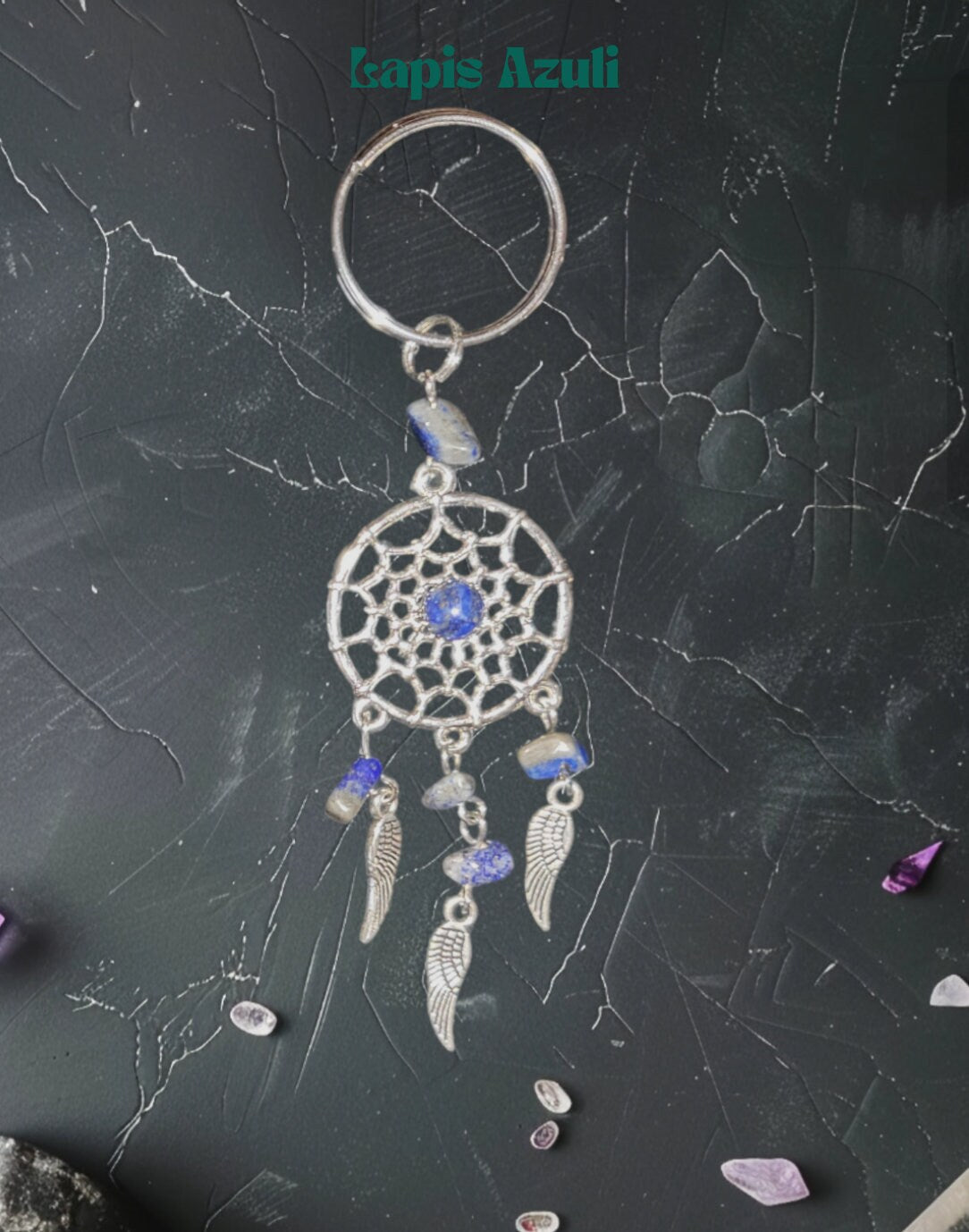 1 Pc Assorted Gemstone Dreamcatcher Keychain, Amethyst, Lapis, Fluorite, Rose Quartz, Carnelian, Handmade Keychain, Metaphysical Jewelry