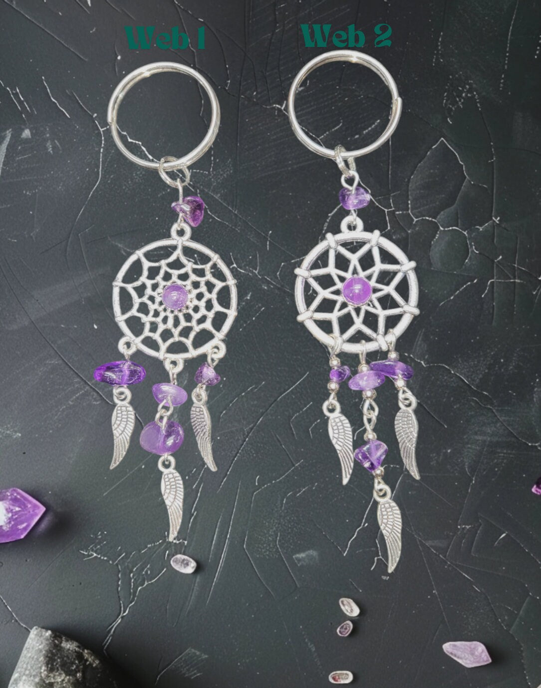 1 Pc Assorted Gemstone Dreamcatcher Keychain, Amethyst, Lapis, Fluorite, Rose Quartz, Carnelian, Handmade Keychain, Metaphysical Jewelry