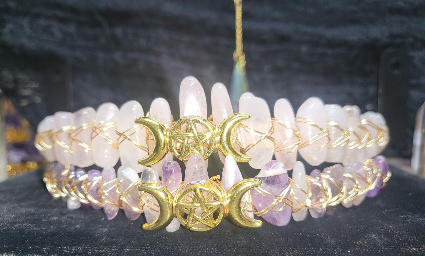 1 Pc Wire Wrapped Gemstone Crown, Assorted Gemstones, Unique Headpiece, Gemstone Headband, Festival Wear, Fairy Cosplay, Goddess Accessories