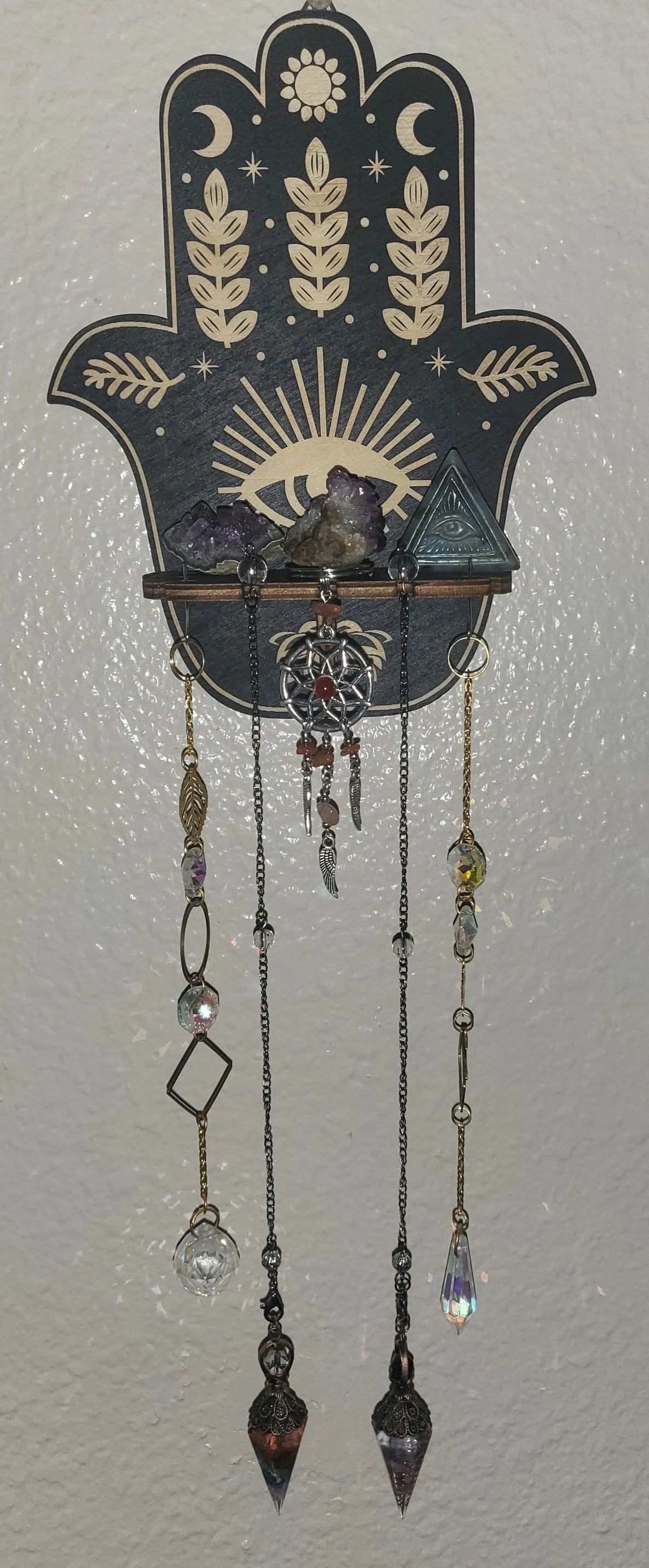 1 Pc Assorted Small Wooden Altar, Stand For Pendulums, Gemstones, Crystals, Hamsa, Celestial Butterfly, Unique Spiritual Decor, Handmade