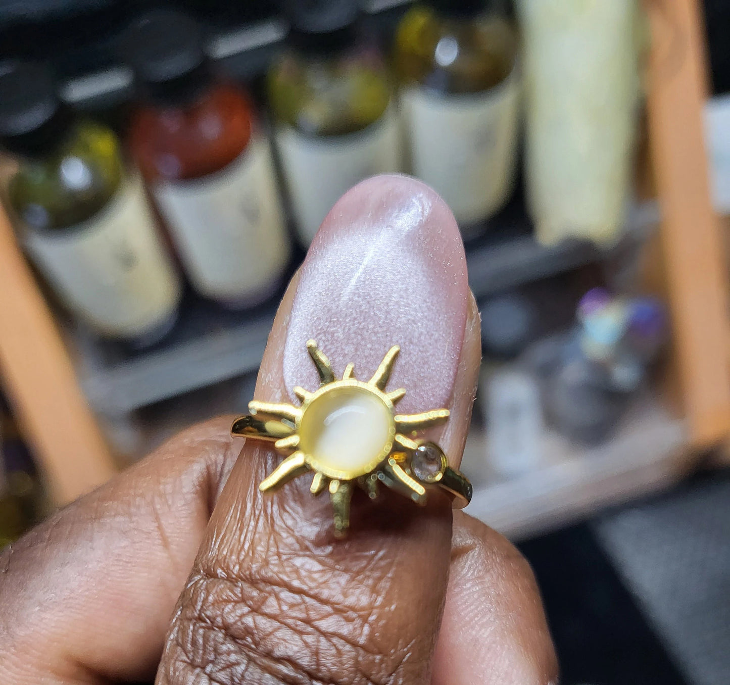 Adjustable Gold Plated Sun Spinner Fidget Ring, Stress Relief Jewelry, Anxiety Ring, Unique Sun Design, Gift For Her, Unique Gift