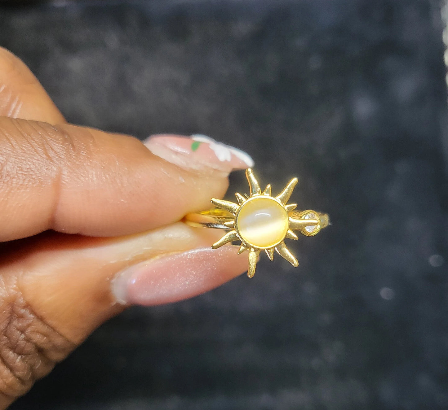 Adjustable Gold Plated Sun Spinner Fidget Ring, Stress Relief Jewelry, Anxiety Ring, Unique Sun Design, Gift For Her, Unique Gift