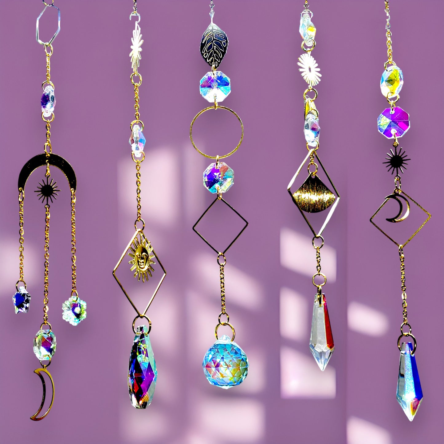 1 Pc Assorted Suncatchers - Sun Moon Geometric Shapes, Prism Suncatcher, Boho Gift, Handmade Gift, Room Decor, Car Decor, Rainbow Maker