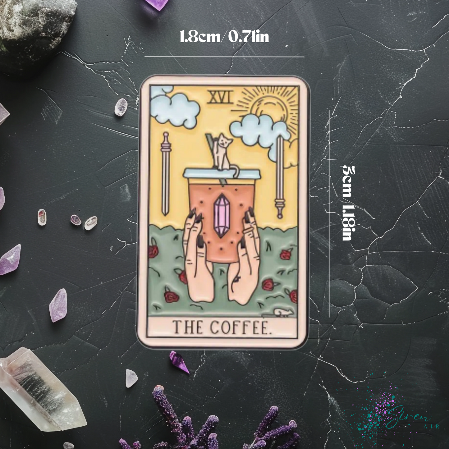 1 Pc Assorted Food Tarot Pins, Quirky Tarot Cards, Donut, Coffee, Guac, Margarita, Beer, Wine, Pizza, Celestial Designs, Unique Gift Ideas