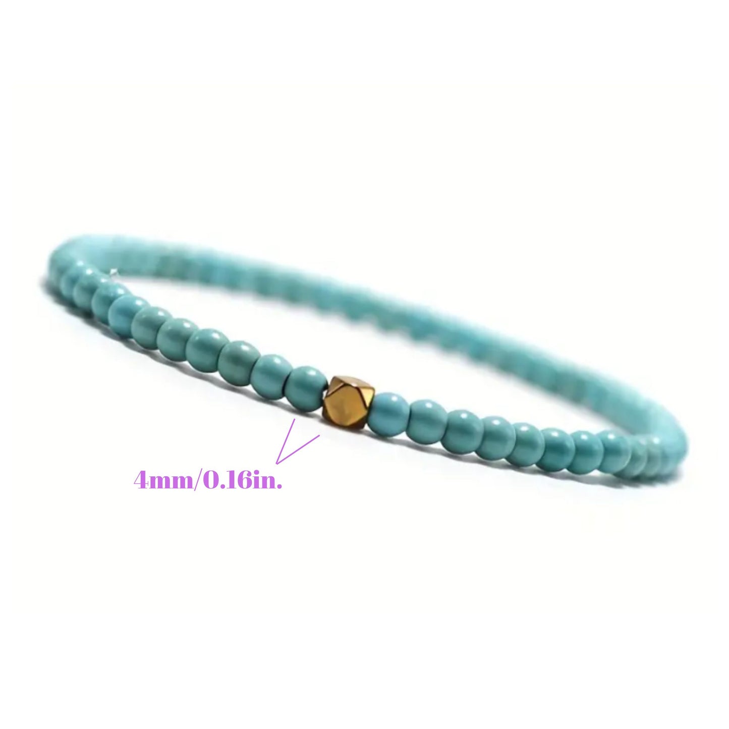 1 Pc Assorted 4mm Natural Stone Stretch Bracelet - Healing Jewelry, Gift for Her, Turquoise, Lava, Jasper, Labradorite, Natural Gemstone