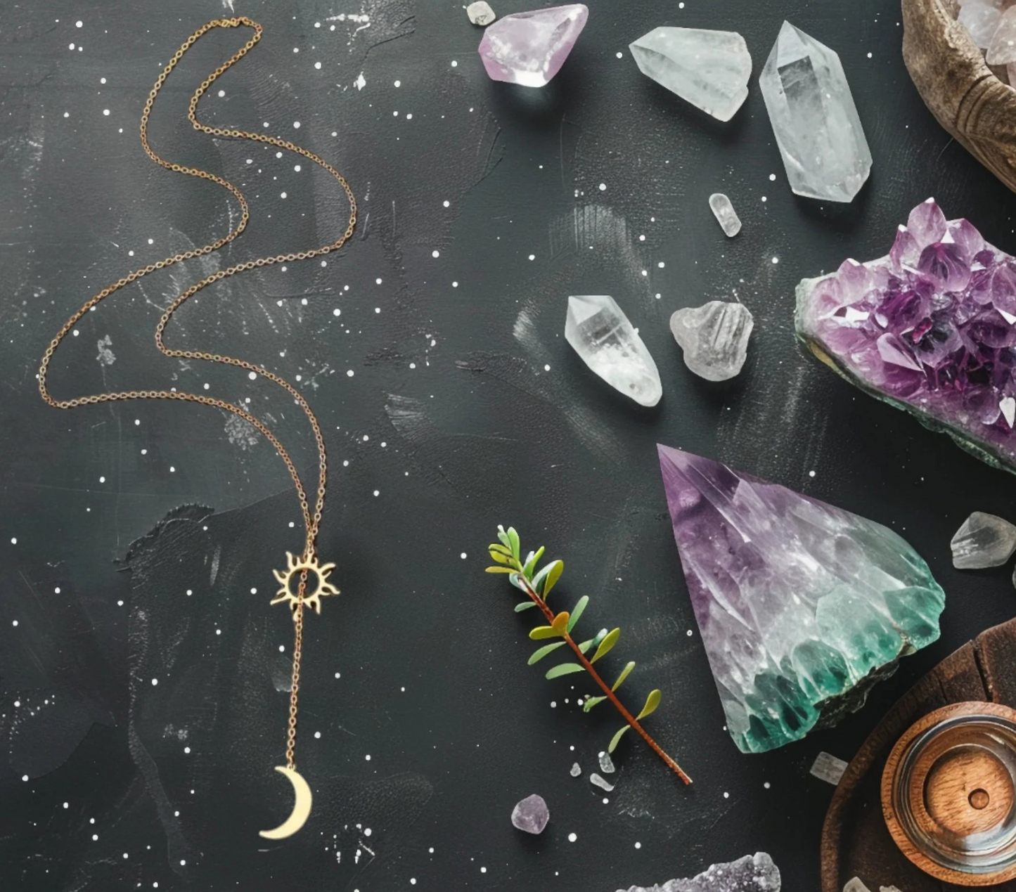 1 Pc Sun Moon Necklace - Lariat Stainless Steel Adjustable Minimalist Necklace, Gift for Her, Women's Jewelry, Celestial Jewelry, Boho Chic